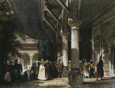 Interior of Topkapi Palace with Gate of Felicity, Istanbul, 1839 by Thomas Allom